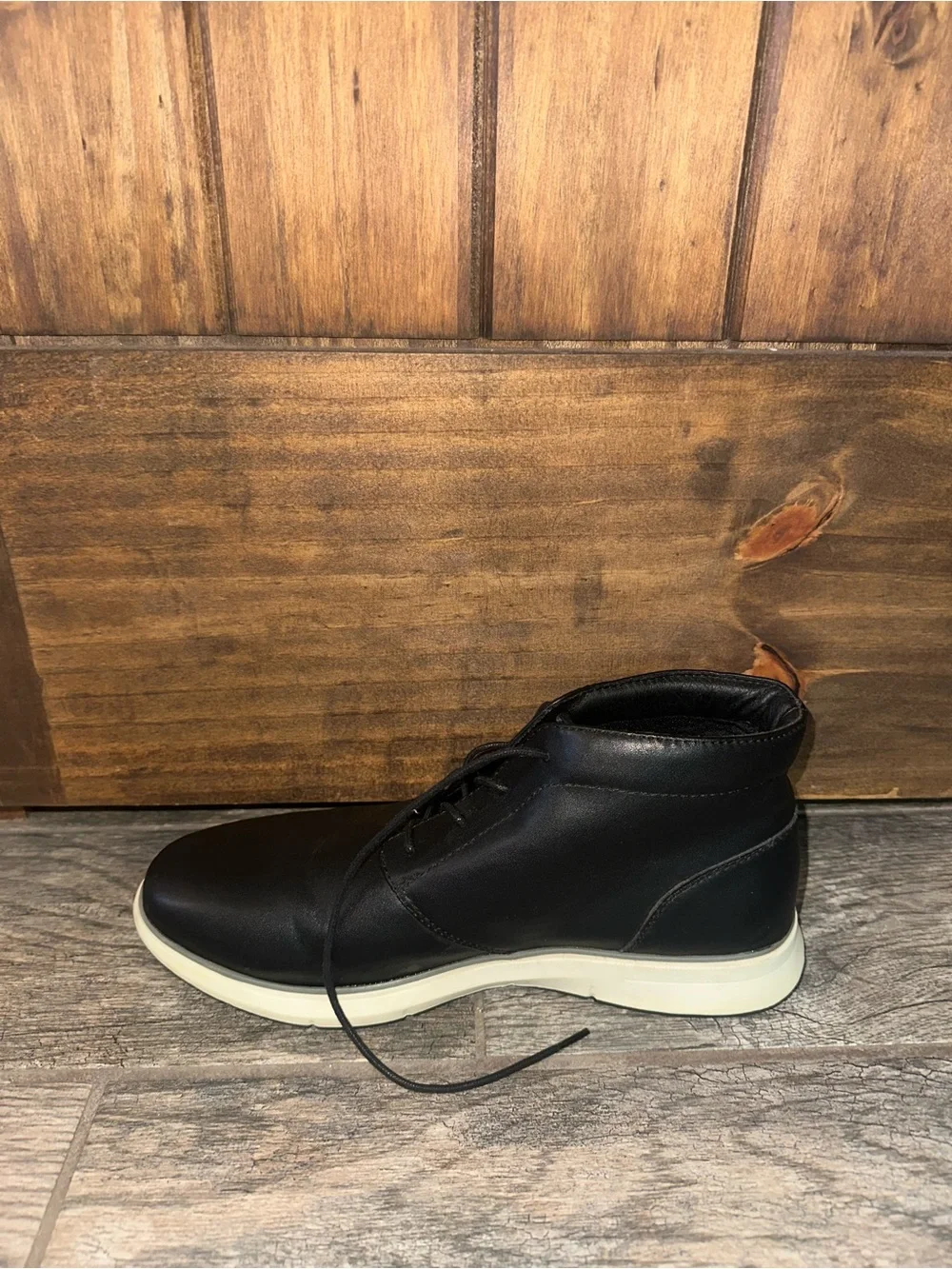 St. John’s Bay: Men's Black Lace-Up Casual Chukka Boots with White Sole